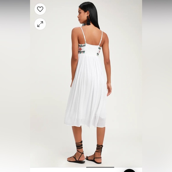 Lulus Free and Breezy White Embroidered Midi Dress.  New with tags! - Picture 3 of 7